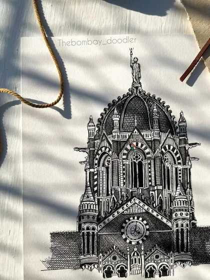 A slightly different angle of the CST artwork, highlighting the textures and depth created through ink work. This is a classic example of my architectural illustration style.