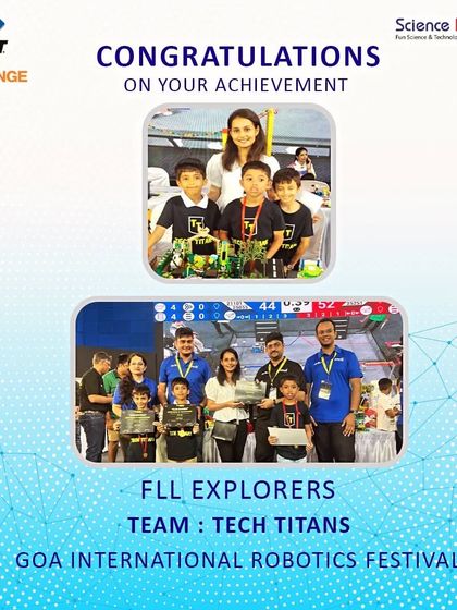 So proud of Team 'Tech Titans' for their award at the FIRST LEGO League Explorer competition. These young innovators rocked the stage at the Goa International Robotics Festival.