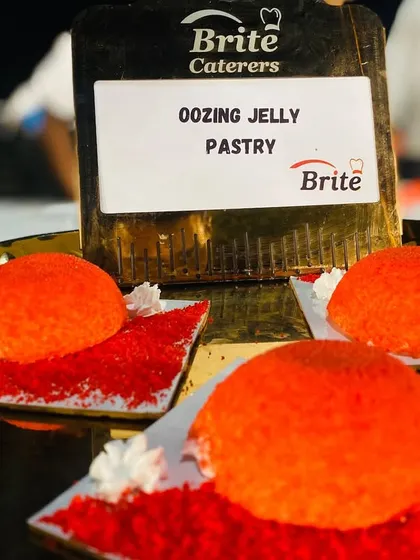Three of the eye-catching Oozing Jelly Pastries, a dessert that is sure to intrigue your guests.