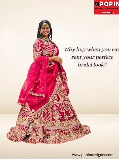 Why buy when you can rent your perfect bridal look? This picture says it all. Get this luxurious designer lehenga for your special day and return it without a worry.