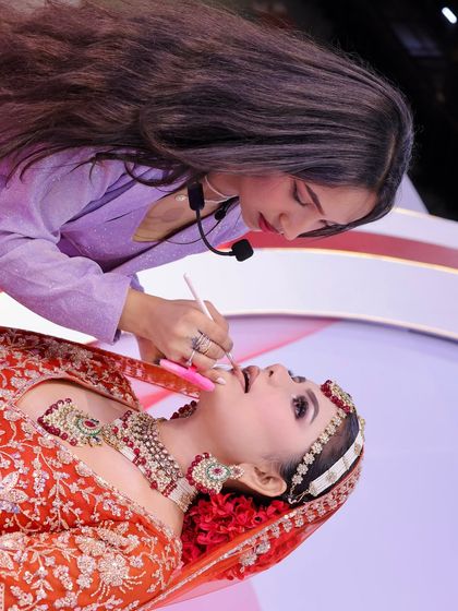 A creative shot from the expo, showing my process for creating the perfect bridal lip.