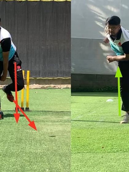 A clear example of fixing a body collapse. By improving this wrist spinner's front foot control and arm usage, we transformed his action into one that is strong, upright, and effective.