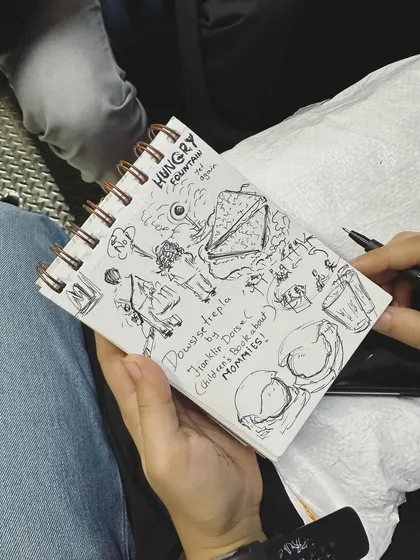 A page of random doodles and ideas from my sketchbook. This is where many of my bigger projects begin.