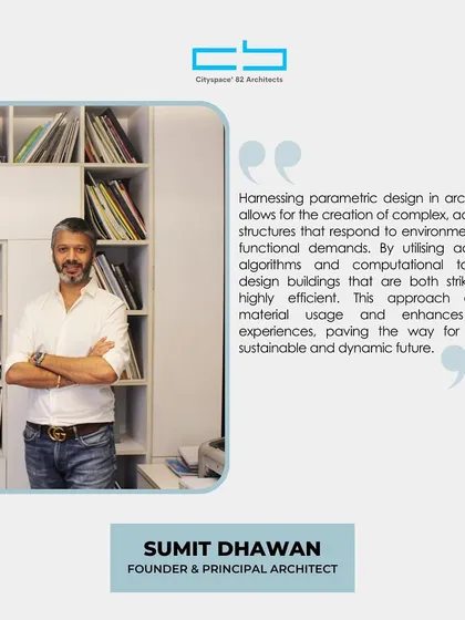 A quote from me on the power of parametric design. By utilizing advanced algorithms and computational tools, we design buildings that are both striking and highly efficient, paving the way for a more sustainable future.