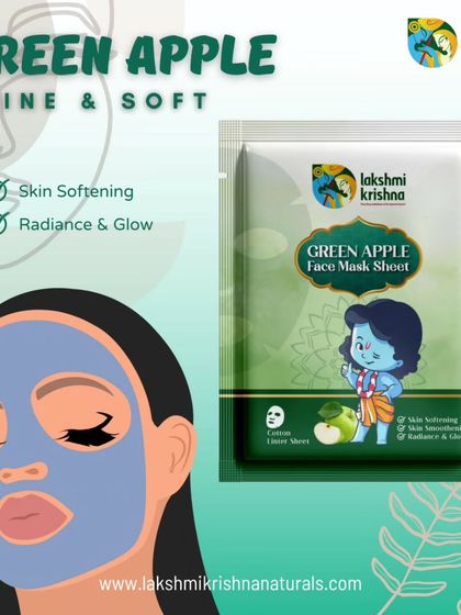 The Green Apple Face Mask Sheet provides skin softening and a radiant glow. It's a quick and easy way to pamper your skin and give it a fresh, healthy look.