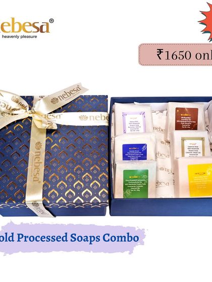 For the soap lover, this Rakhi hamper is the perfect gift. It's a combo box filled with a selection of my best-selling, 100% natural cold-processed soaps, offering a variety of scents and benefits.