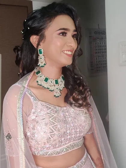 A happy, smiling shot of Ankita. This look was all about enhancing her natural beauty and creating a romantic, dreamy feel for her Sangeet.
