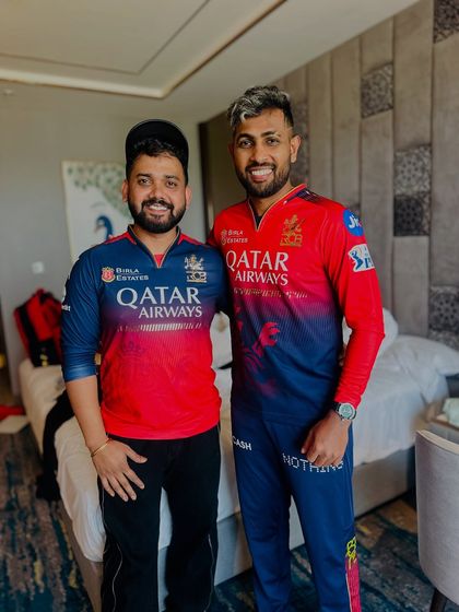 With Nuwan Thushara of the Royal Challengers Bengaluru after a styling session.