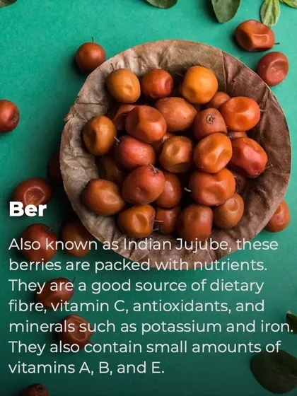 Ber, or Indian Jujube, is a nutrient dense fruit that is a great source of dietary fiber, vitamin C, and minerals like potassium and iron. It is a perfect healthy snack.