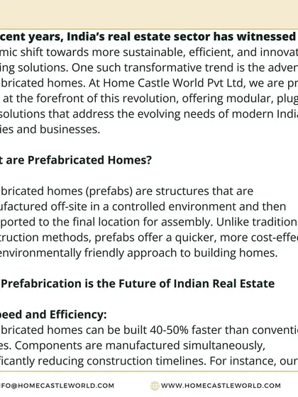 The introduction to my article, explaining what prefabricated homes are and why they represent the future of Indian real estate, emphasizing speed and efficiency.