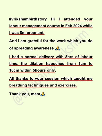 A screenshot of the full testimonial, highlighting how our labor management course provides the awareness and practical skills needed for a smoother birth.