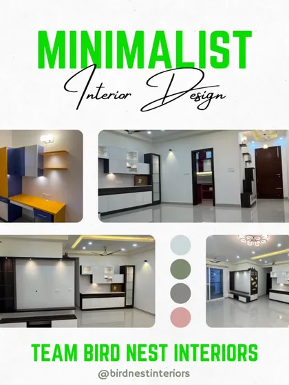 A showcase of our minimalist interior design approach. This collage highlights clean lines and functional furniture, including a sleek TV unit and a compact study nook, perfect for modern urban living.