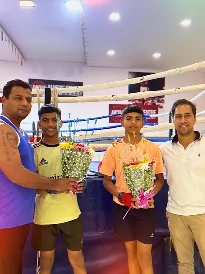 Our boxers being felicitated after a strong performance at the National selections in Akola.
