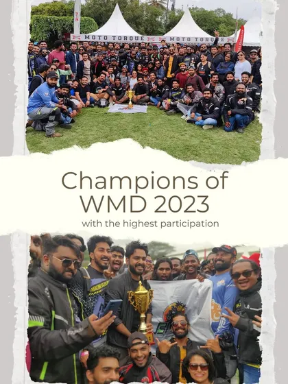 We came, we rode, we conquered. Holding the trophy for the highest participation at World Motorcycle Day 2023. This isn't just an award; it's proof of our unity and strength as a community.