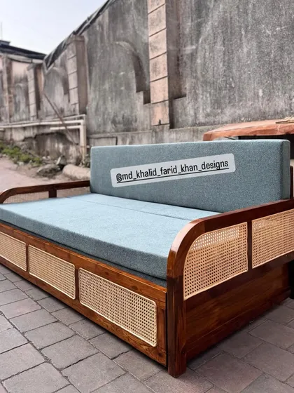 Another angle of the custom sofa bed.