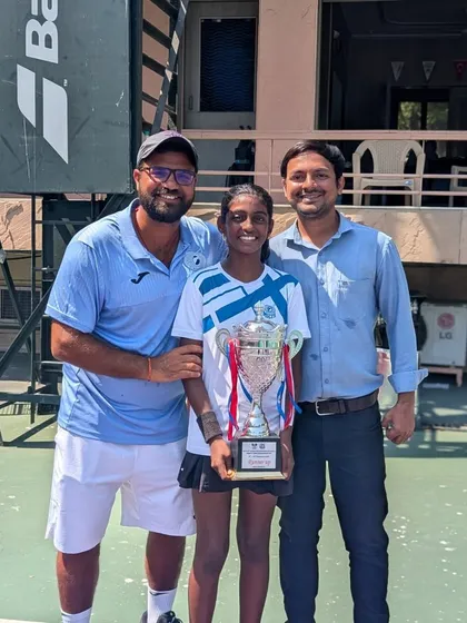 Trisha Bhosale with her Runner-Up trophy at the prestigious 19th Ramesh Desai Memorial Nationals for the U12 category. Performing well at the nationals is a key goal for our top juniors.