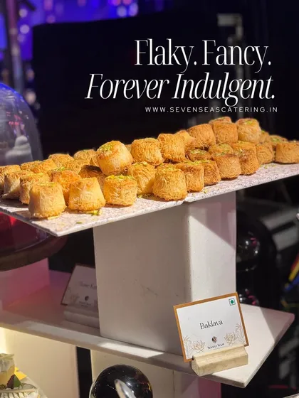 Flaky. Fancy. Forever Indulgent. Our freshly made Baklava, glistening with syrup and sprinkled with pistachios, serves drama in every bite.