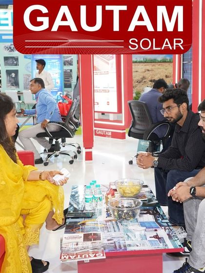 Our team discussing project requirements with potential clients at the REI Expo 2024. We are committed to providing tailored solar solutions.