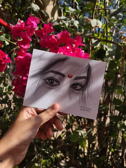"A crescent moon on her forehead and fire in her eyes, this is the true daughter of Marathi soil." A sketch inspired by the strength of Shivaji Maharaj.