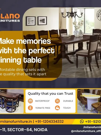 Our dining sets are designed to bring families and teams together. This 8-seater dining table, crafted from solid wood, features a classic design that is both sturdy and elegant, making it suitable for homes, restaurants, or corporate dining areas.