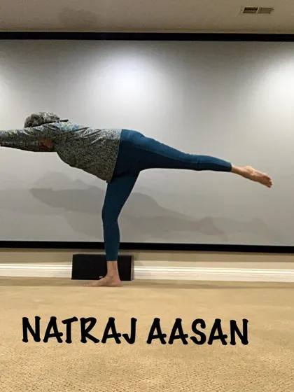 Natarajasana, or Lord of the Dance Pose. This beautiful asana improves balance and opens the shoulders and chest.