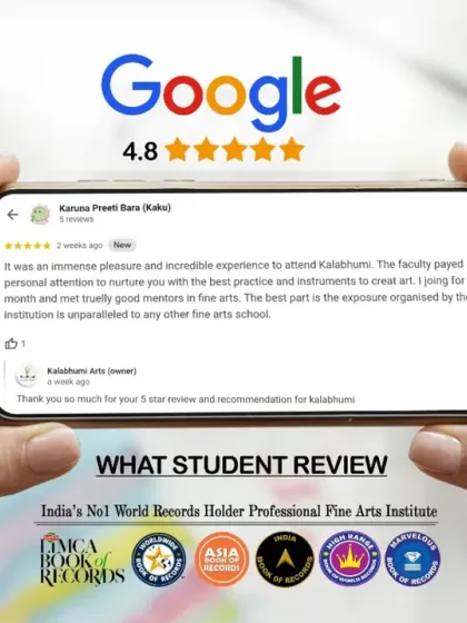 A 5-star Google review from our student Karuna, who praises the personal attention from our mentors and the exposure organized by the institution.