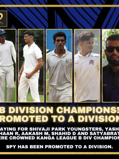 Congratulations to our players who were part of the Shivaji Park Youngsters team that won the Kanga League B Division and earned promotion to A Division.