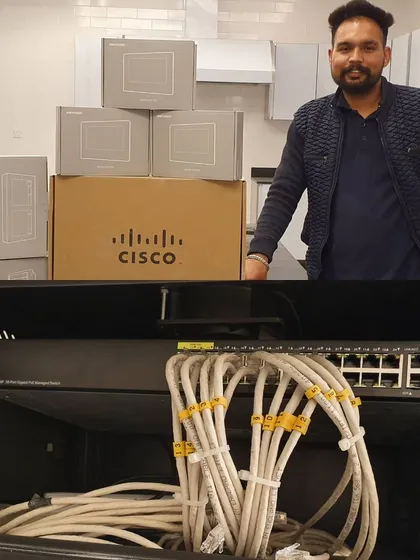 This is the result of proper cable management. I organize all wiring neatly inside a professional server rack, using quality Cisco equipment to ensure your system is stable and easy to service in the future.