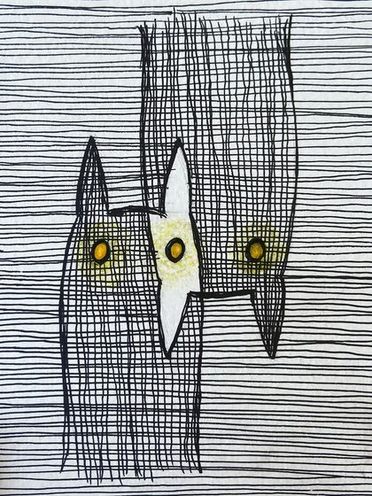 A minimal cat drawing from my sketchbook. The repetitive lines were a soothing way to settle my mind, inspired by another artist's work I saw and reinterpreted in my own style.