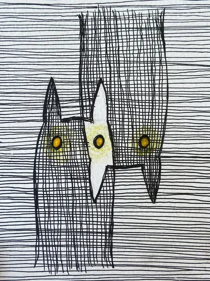 A minimal cat drawing from my sketchbook. The repetitive lines were a soothing way to settle my mind, inspired by another artist's work I saw and reinterpreted in my own style.