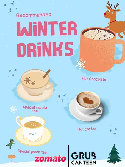 To help you stay warm during the winter, I offer a special menu of hot drinks. You can choose from a rich Hot Chocolate, our special Masala Chai, freshly brewed Hot Coffee, or a soothing Special Green Tea.