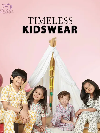 A group of happy children in our timeless pyjama sets. I designed these to be so comfortable that kids can go from a fun sleepover right to a playful morning, all while feeling cozy and looking great.