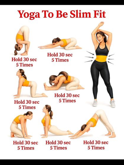 A "Yoga To Be Slim Fit" routine that focuses on a sequence of forward folds, backbends, and gentle stretches.