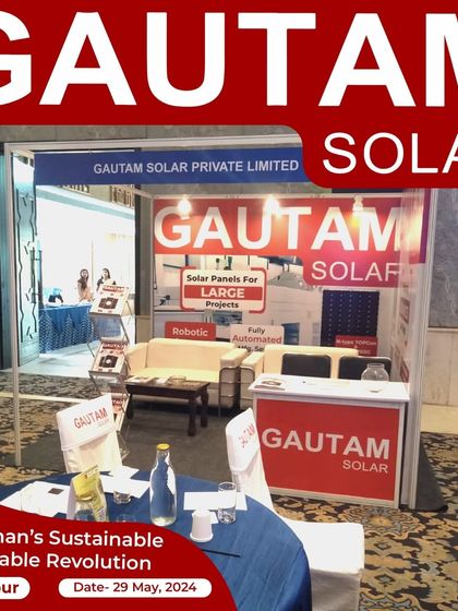 Our booth at a sustainable renewable energy event in Jaipur, Rajasthan. We featured our technically advanced solar panels tailored for large-scale projects.