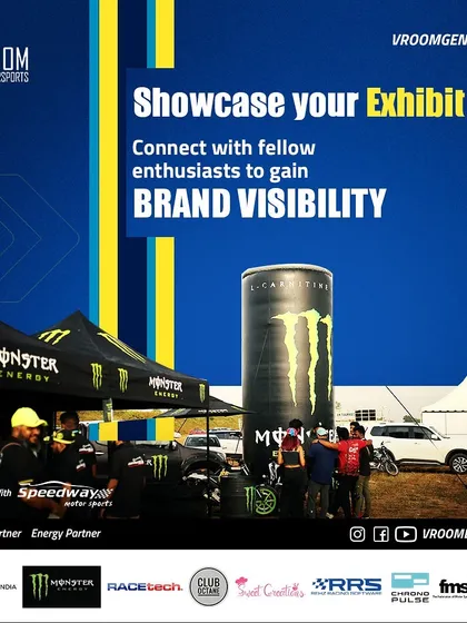 We offer prime brand visibility opportunities at our Vroom Expo. This graphic shows the Monster Energy stall, a major attraction that allows brands to connect directly with thousands of enthusiasts.