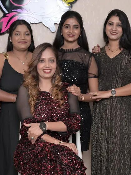 A formal group picture with my students, who are now certified professional makeup artists.