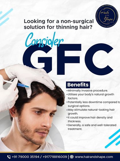 Looking for a non-surgical solution for thinning hair? GFC therapy uses your body's own growth factors to improve hair density and thickness with minimal downtime.