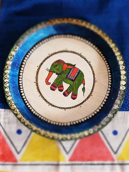A throwback to our miniature folk art classes in 2017. This tiny elephant was painted on an Areca plate, proving that art can be created on any canvas, big or small.