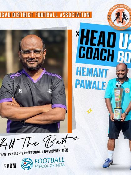 Our Head of Football Development, Hemant Pawale, takes on another leadership role as the Head Coach for the Raigad U20 Boys team. His continued success at the district level demonstrates our commitment to developing winning teams.