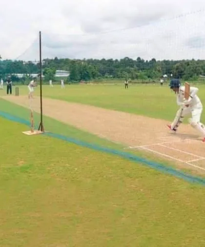An open net session on one of our turf wickets. This provides a realistic practice environment for both batsmen and bowlers.