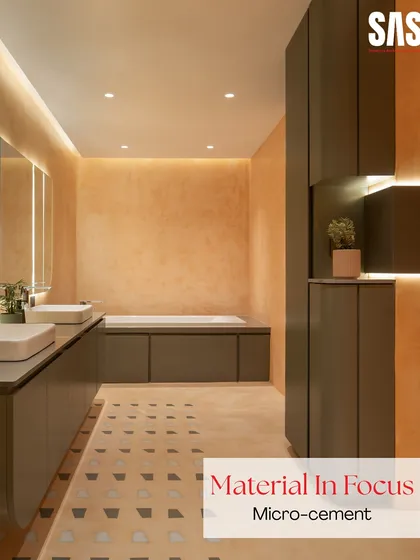 This image puts micro cement in focus, showing its application in a contemporary bathroom. The material's waterproof and durable nature makes it perfect for creating a serene, spa-like environment with a raw yet polished aesthetic.