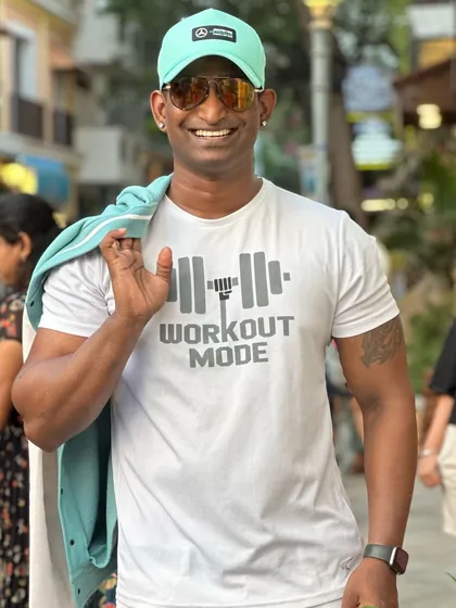 In workout mode, even when traveling. Staying active and fit is a lifestyle, not just a job.