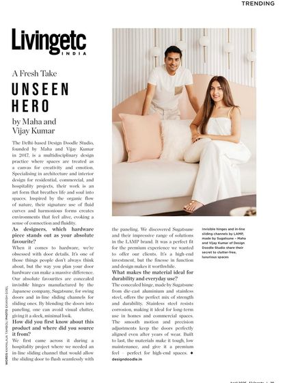 Our "Unseen Hero" feature in Livingetc India, where we discuss how small details like invisible hinges can make a massive difference in creating a sleek, minimal look.