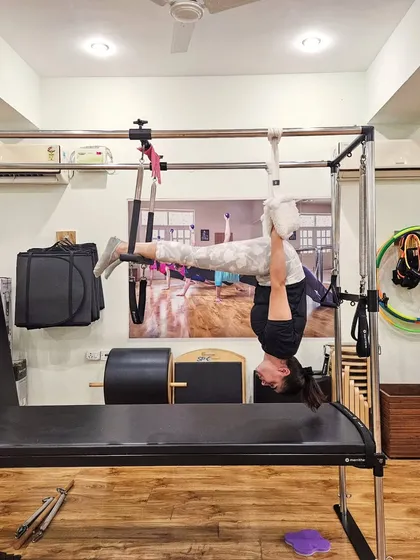 Hanging upside down on the Cadillac is great for feeding blood to your head and challenging your upper body at the same time.