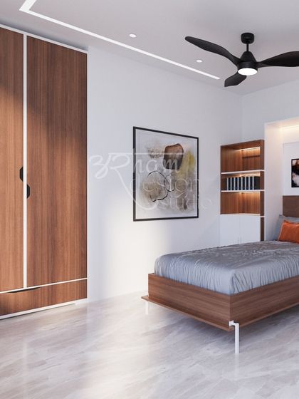 This bedroom showcases my love for clean lines and warm wood tones. The design focuses on creating a clutter-free and restful environment, with smart storage solutions and a simple, modern aesthetic.