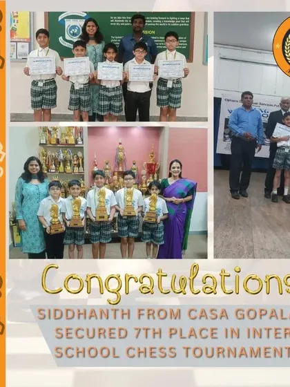 Congratulations to Siddhanth from Casa Gopalan for securing 7th place in his Inter-School Chess Tournament. A great performance.