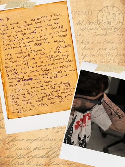 "The tattoo shows a light source with tangled wires... it reflects hope." A beautiful, handwritten story from my client Sammohit about the meaning behind his tattoo extension.