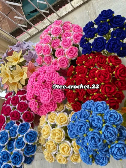 A collection of colorful rose bouquets ready for a large order.