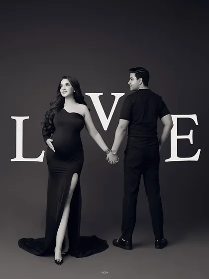 The same "LOVE" concept in black and white, which gives the image a timeless and classic feel.