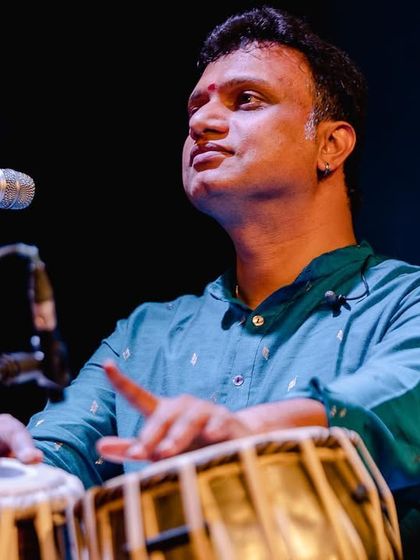 The talented Pramath Kiran on tabla at the 'Abhivandanam' concert. His rhythmic creativity and energy are always a joy to perform with.